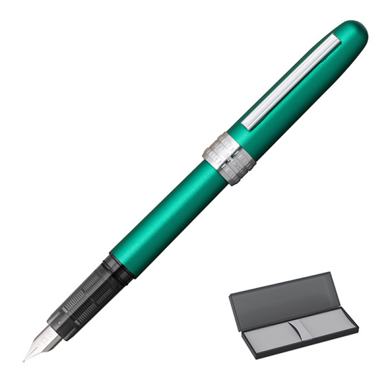 Pióro wieczne Platinum Plaisir Teal Green, M, zielone matowe - zdjęcie (3