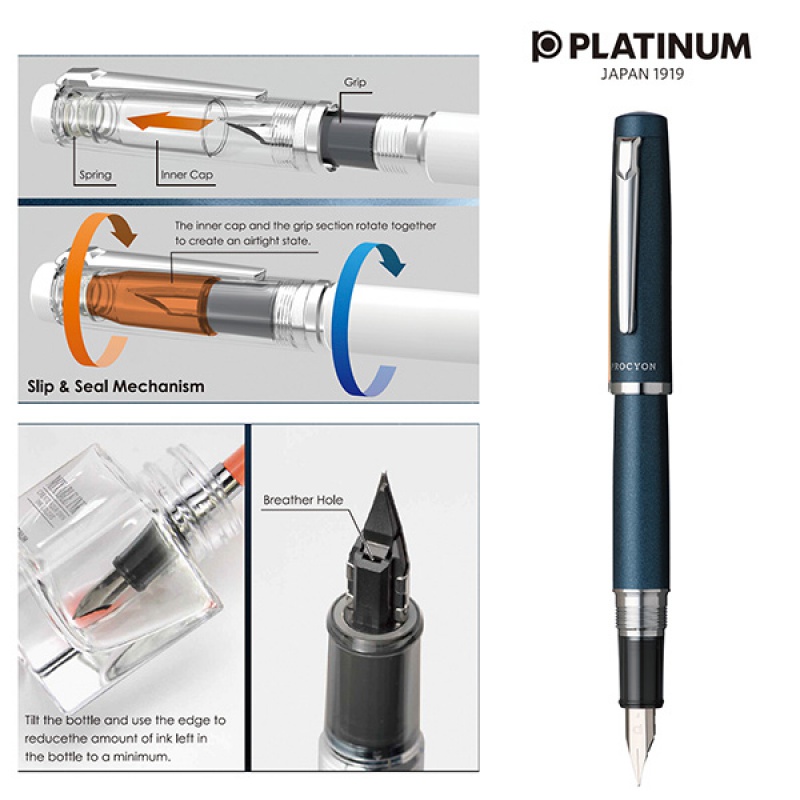 Pióro wieczne PLATINUM Procyon Deep Sea, M, niebieskie - zdjęcie (2