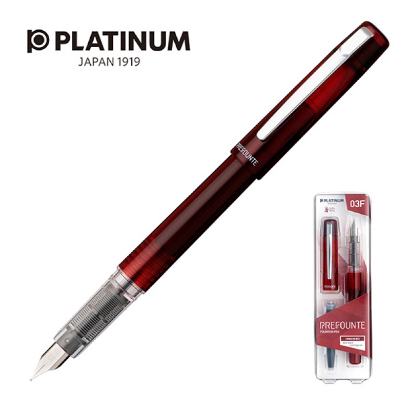 Pióro wieczne Platinum Prefounte Crimson Red, F, w plastikowym opakowaniu, na blistrze, bordowe - zdjęcie (6