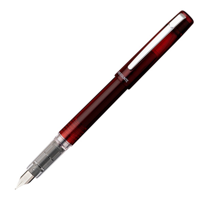 Pióro wieczne Platinum Prefounte Crimson Red, F, w plastikowym opakowaniu, na blistrze, bordowe - zdjęcie (4