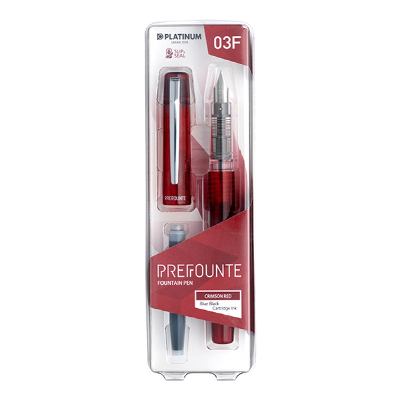 Pióro wieczne Platinum Prefounte Crimson Red, F, w plastikowym opakowaniu, na blistrze, bordowe - zdjęcie (2