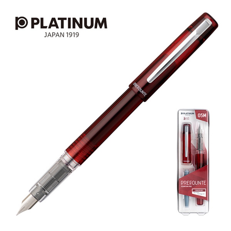 Pióro wieczne Platinum Prefounte Crimson Red, M, w plastikowym opakowaniu, na blistrze, bordowe - zdjęcie (6