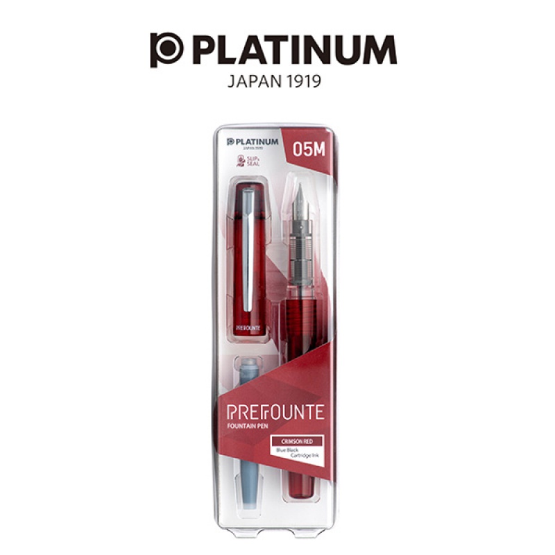 Pióro wieczne Platinum Prefounte Crimson Red, M, w plastikowym opakowaniu, na blistrze, bordowe - zdjęcie (3