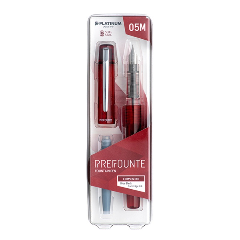 Pióro wieczne Platinum Prefounte Crimson Red, M, w plastikowym opakowaniu, na blistrze, bordowe - zdjęcie (2