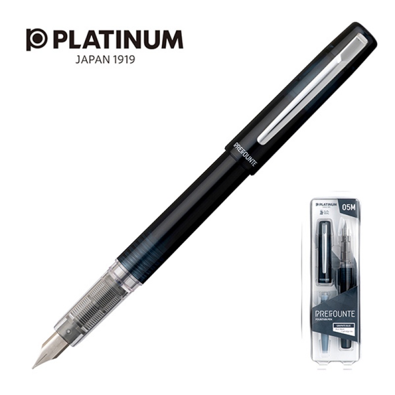 Pióro wieczne Platinum Prefounte Graphite Blue, M, w plastikowym opakowaniu, na blistrze, granatowe - zdjęcie (5
