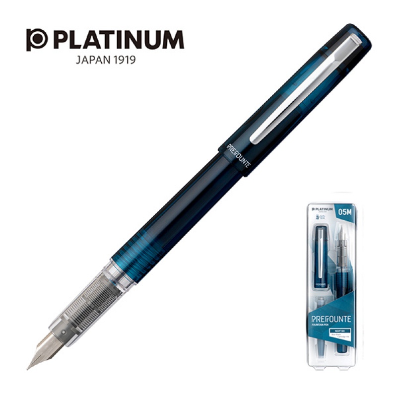 Pióro wieczne Platinum Prefounte Night Sea, M, w plastikowym opakowaniu, na blistrze, niebieskie - zdjęcie (5