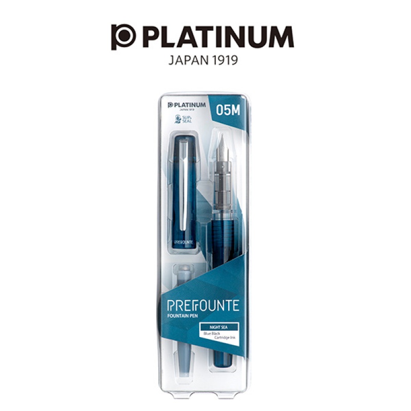 Pióro wieczne Platinum Prefounte Night Sea, M, w plastikowym opakowaniu, na blistrze, niebieskie - zdjęcie (3