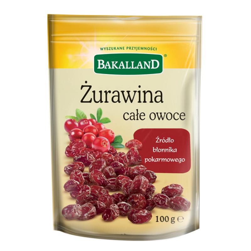 Żurawina całe owoce, Bakalland, 100 g