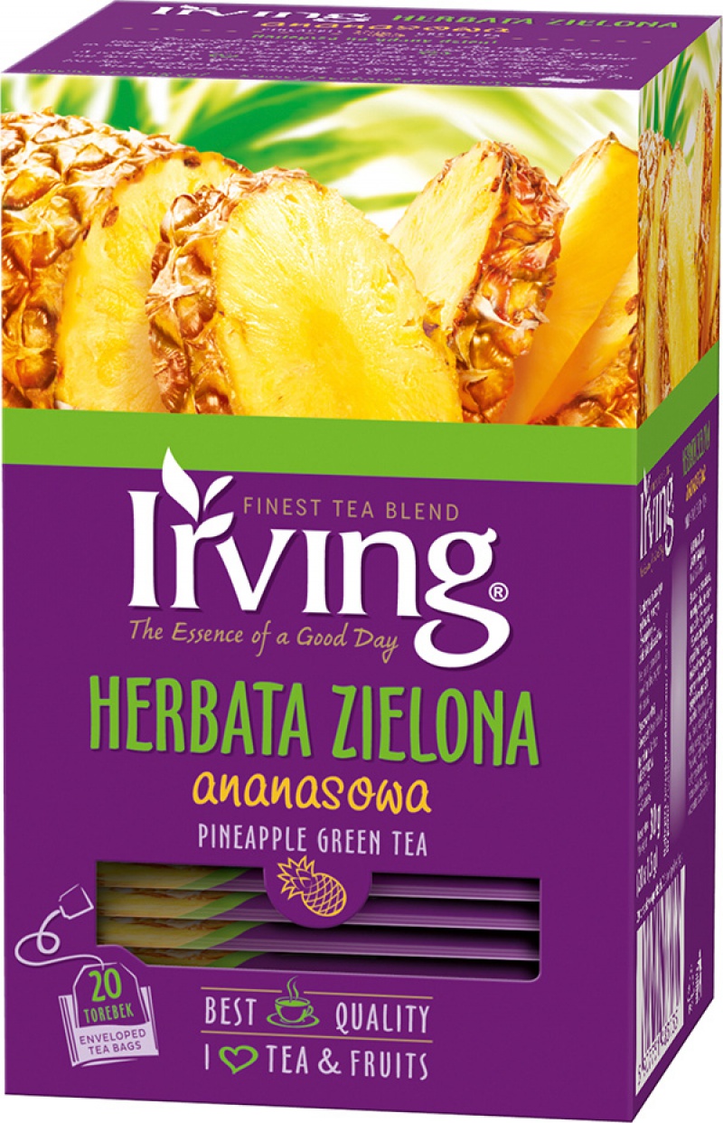 Herbata IRVING, zielona, ananas, 20 kopert