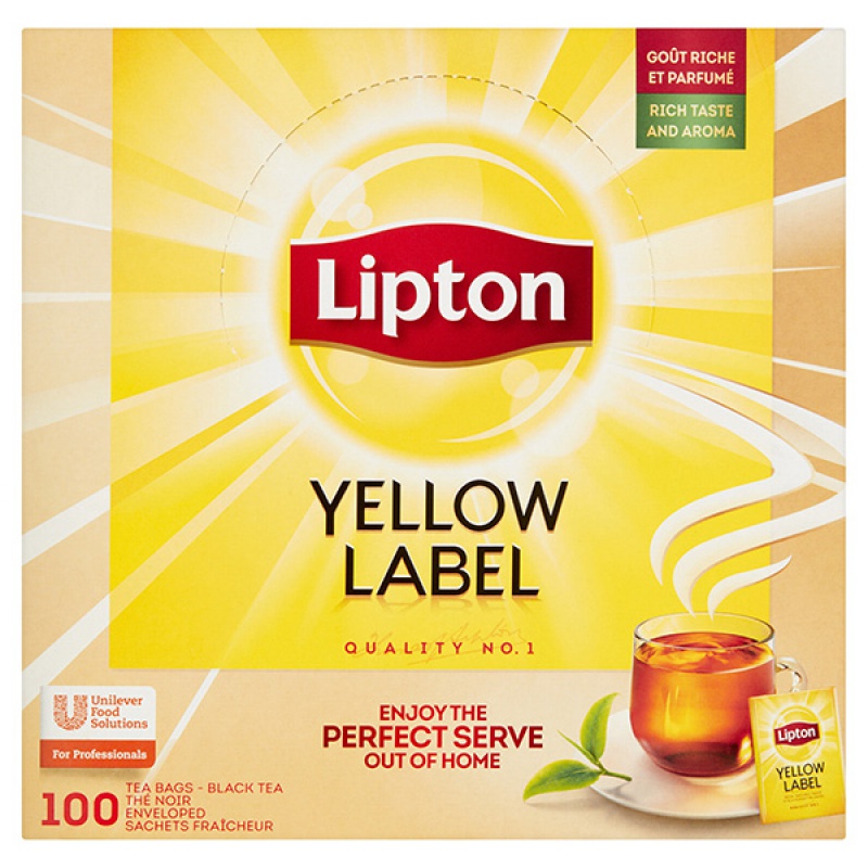 Herbata LIPTON Yellow Label, 100 kopert, z zawieszką