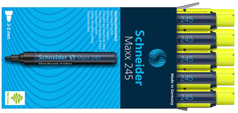 Marker do szklanych tablic SCHNEIDER Maxx 245, 2-3mm, żółty
