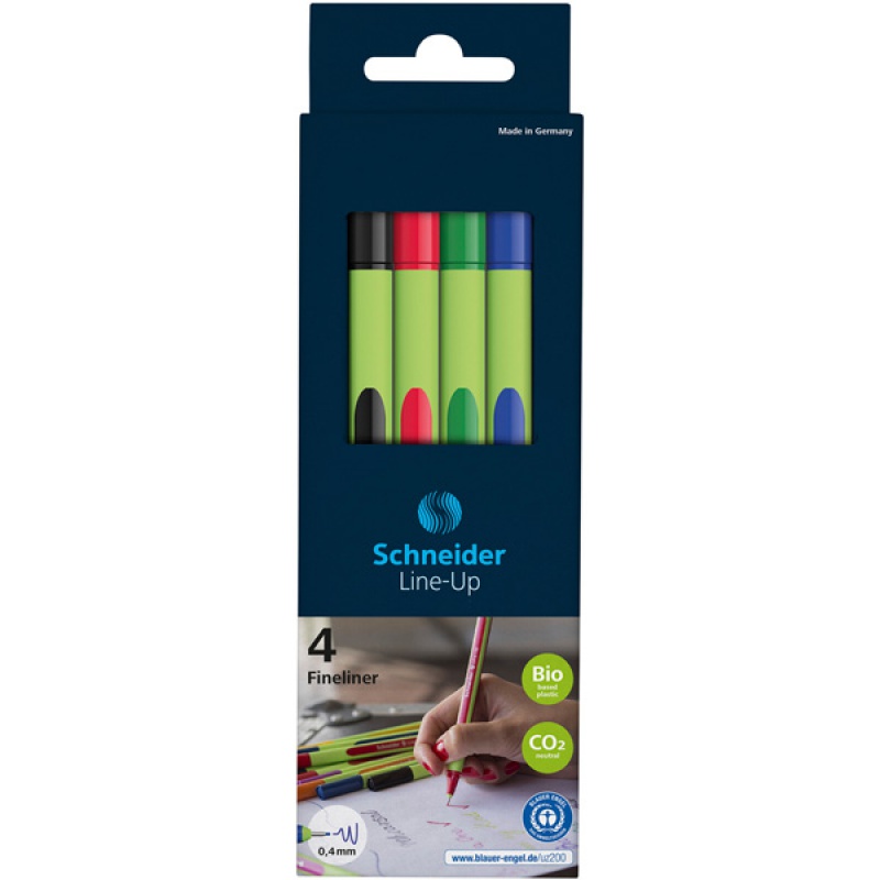Zestaw cienkopisów SCHNEIDER Line-Up, 0,4mm, 4 szt., pudełko z zawieszką, mix kolorów - zdjęcie (3