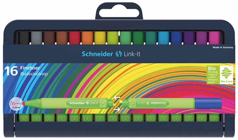 Cienkopis SCHNEIDER Link-It, 0,4mm, stojak - podstawka, 16szt. mix kolorów - zdjęcie (2