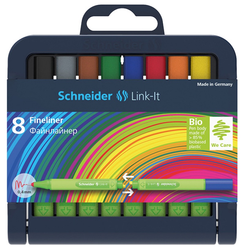 Cienkopis SCHNEIDER Link-It, 0,4mm, stojak - podstawka, 8szt. mix kolorów - zdjęcie (3