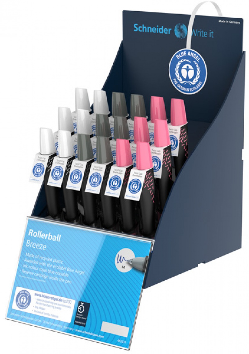 SIS Display piór kulkowych SCHNEIDER Roller Breeze Blue Angel, 18 szt., mix kolorów