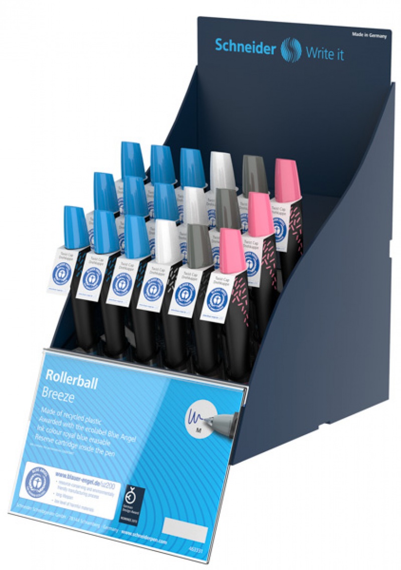 SIS Display piór kulkowych SCHNEIDER Roller Breeze Blue Angel, 18 szt., mix kolorów