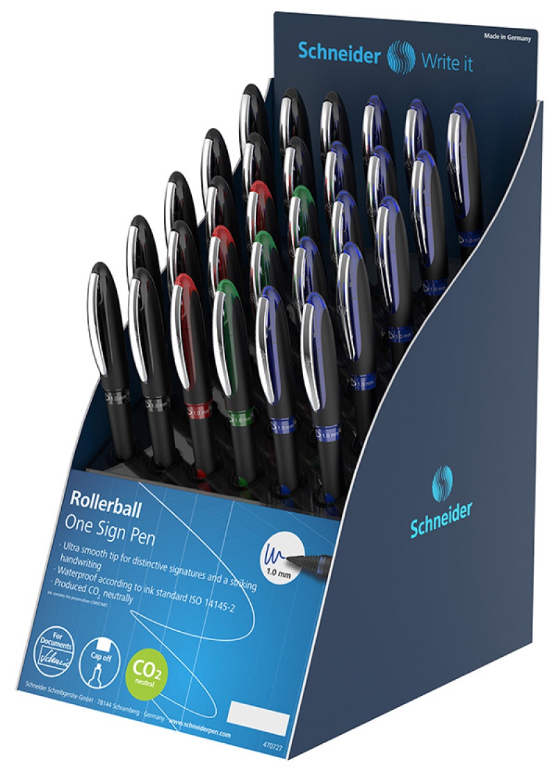 Display piór kulkowych SCHNEIDER One Sign Pen, 1,0 mm, 30 szt., mix kolorów