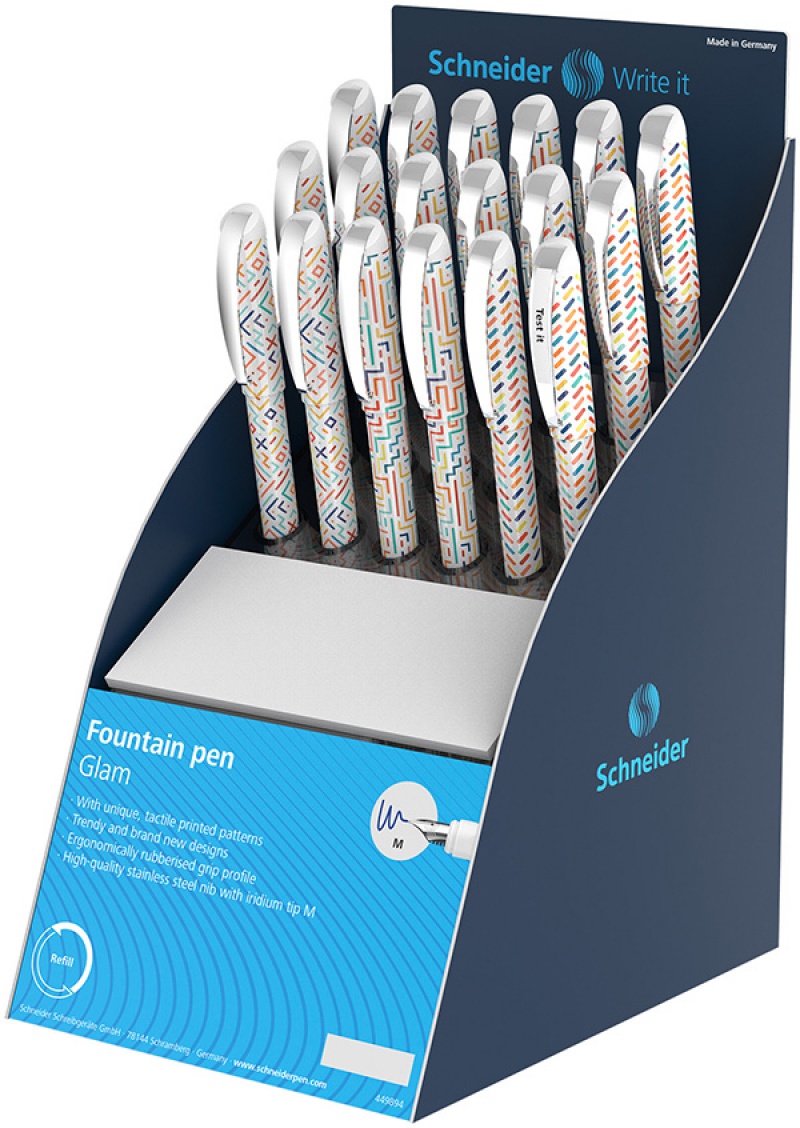 Display piór wiecznych SCHNEIDER Glam, M, 17szt. + 1 szt. GRATIS, mix kolorów