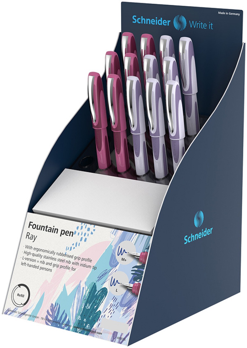 Display piór wiecznych SCHNEIDER Ray Trend, M, 12 szt. + 1 szt. GRATIS, mix kolorów