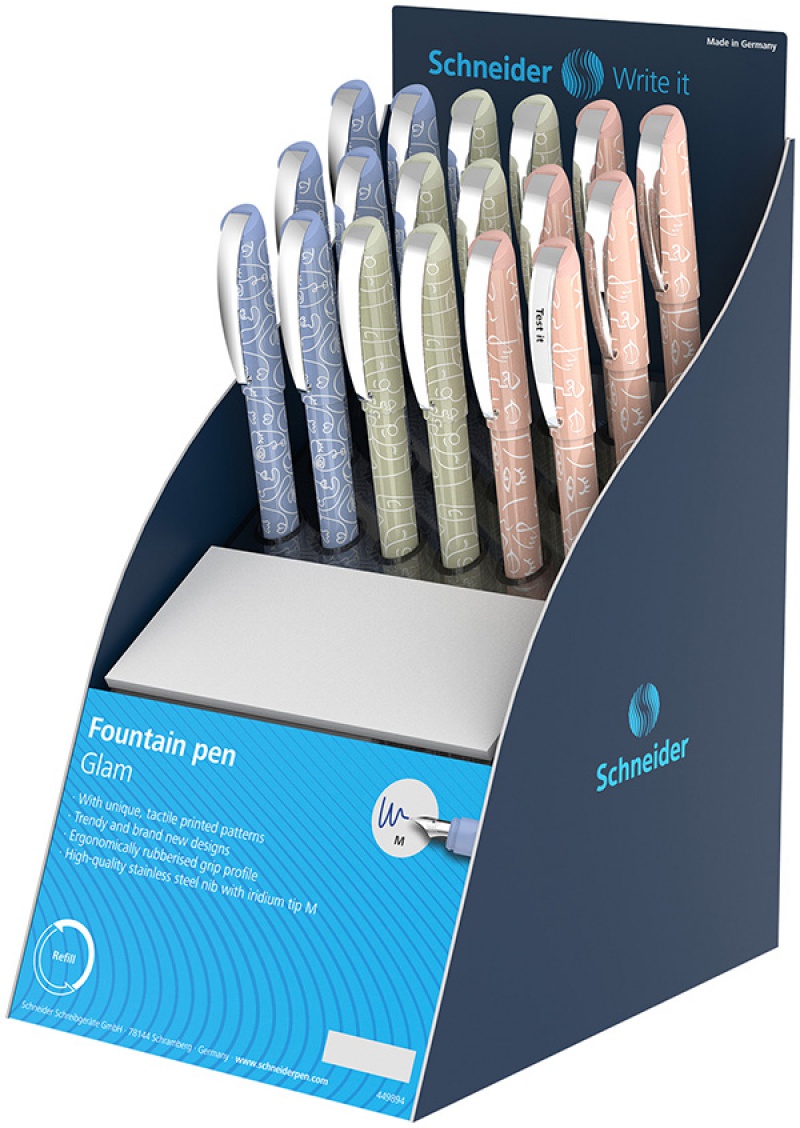 Display piór wiecznych SCHNEIDER Glam, M, 17szt. + 1 szt. GRATIS, mix kolorów