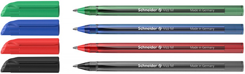 Długopis SCHNEIDER VIZZ, M, 4szt., blister, mix kolorów