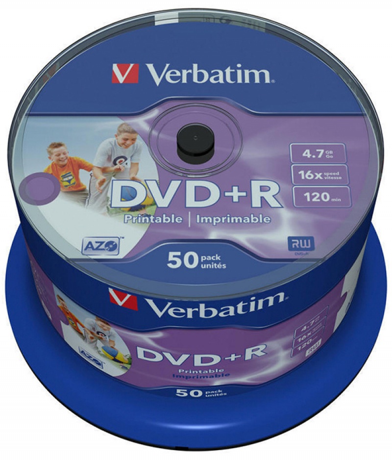 Płyta DVD+R VERBATIM AZO, 4,7GB, prędkość 16x, cake, 50szt., do nadruku - zdjęcie (3