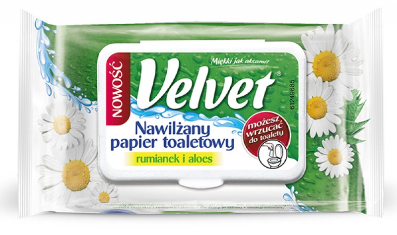 Papier toaletowy celulozowy VELVET Rum&Aloe, nawilżany, 42 listki, biały - zdjęcie (3