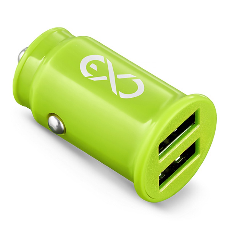 Uniwersalna ładowarka samochodowa EXC Cute, 2xUSB, 2,4A, limonkowa - zdjęcie (3