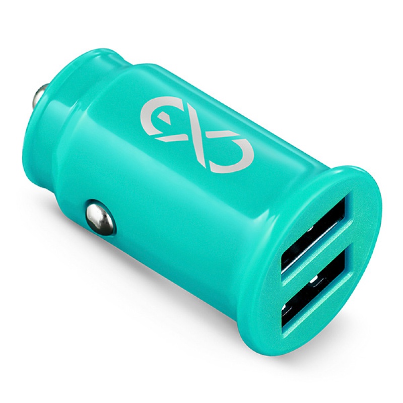 Uniwersalna ładowarka samochodowa EXC Cute, 2xUSB, 2,4A, miętowa