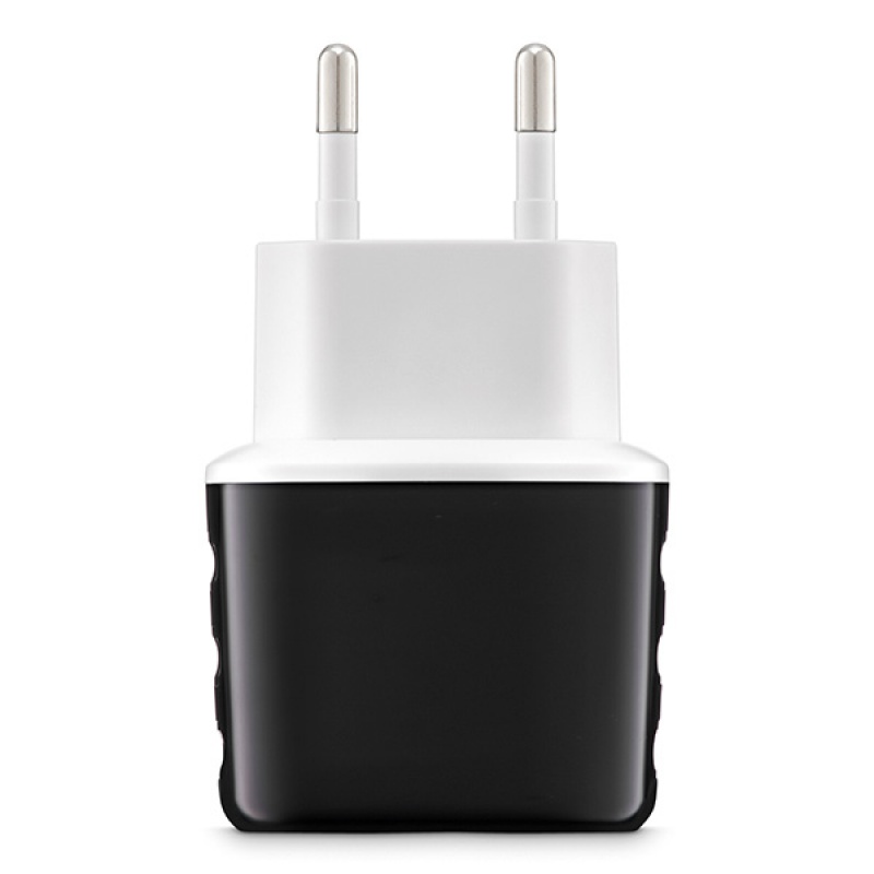 Uniwersalna ładowarka sieciowa EXC Cute, 2xUSB, 2,4A, czarna - zdjęcie (2
