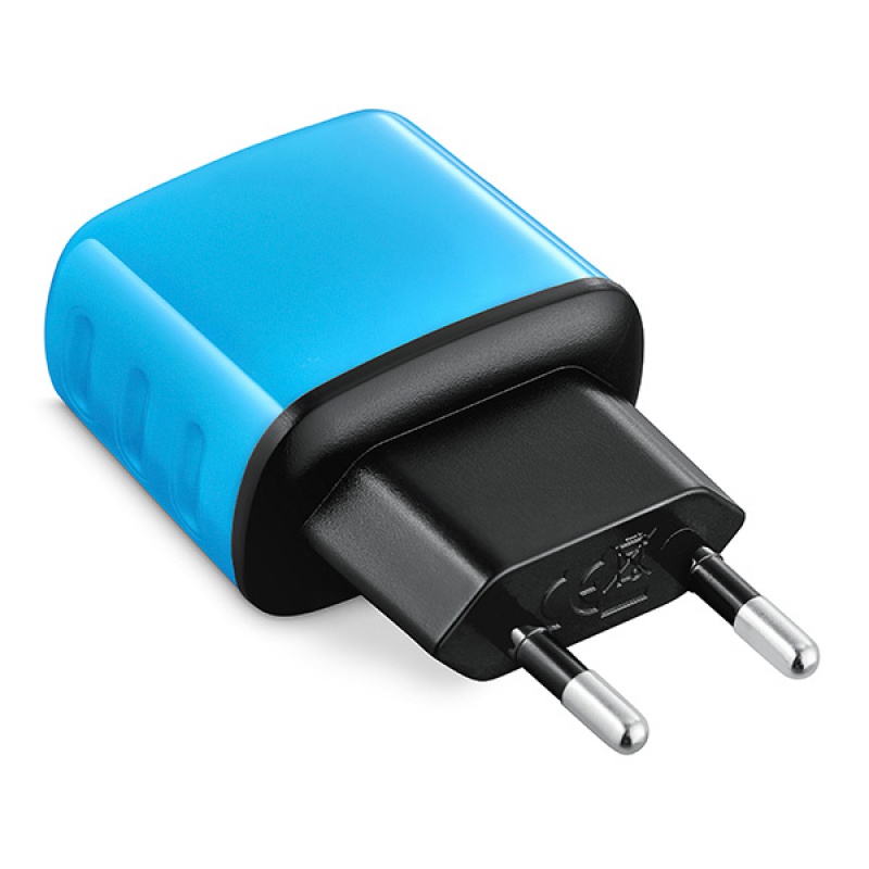 Uniwersalna ładowarka sieciowa EXC Cute, 2xUSB, 2,4A, niebieska - zdjęcie (3