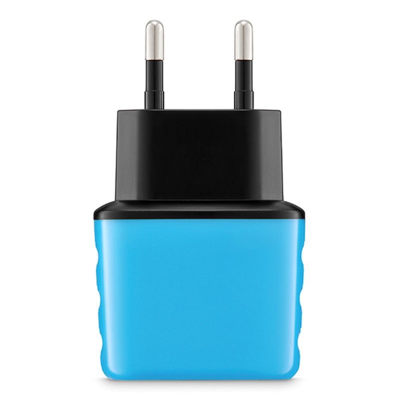 Uniwersalna ładowarka sieciowa EXC Cute, 2xUSB, 2,4A, niebieska - zdjęcie (2