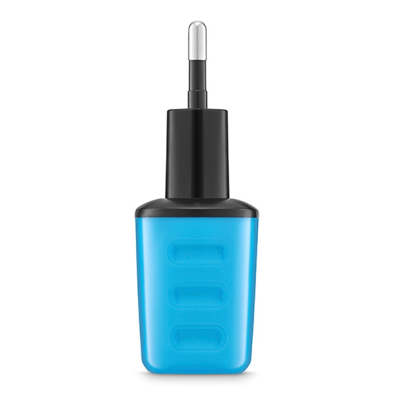 Uniwersalna ładowarka sieciowa EXC Cute, 2xUSB, 2,4A, niebieska