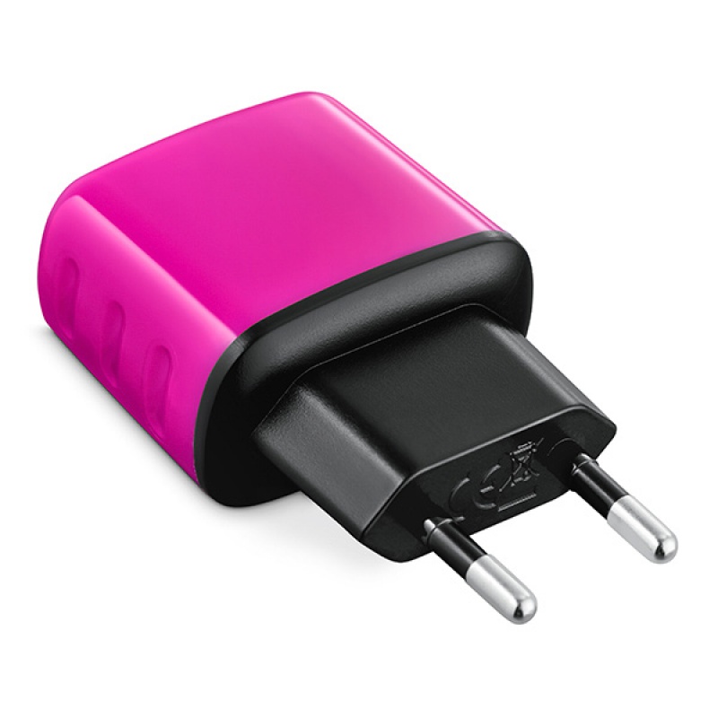 Uniwersalna ładowarka sieciowa EXC Cute, 2xUSB, 2,4A, różowa - zdjęcie (3