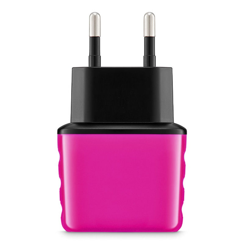 Uniwersalna ładowarka sieciowa EXC Cute, 2xUSB, 2,4A, różowa - zdjęcie (2