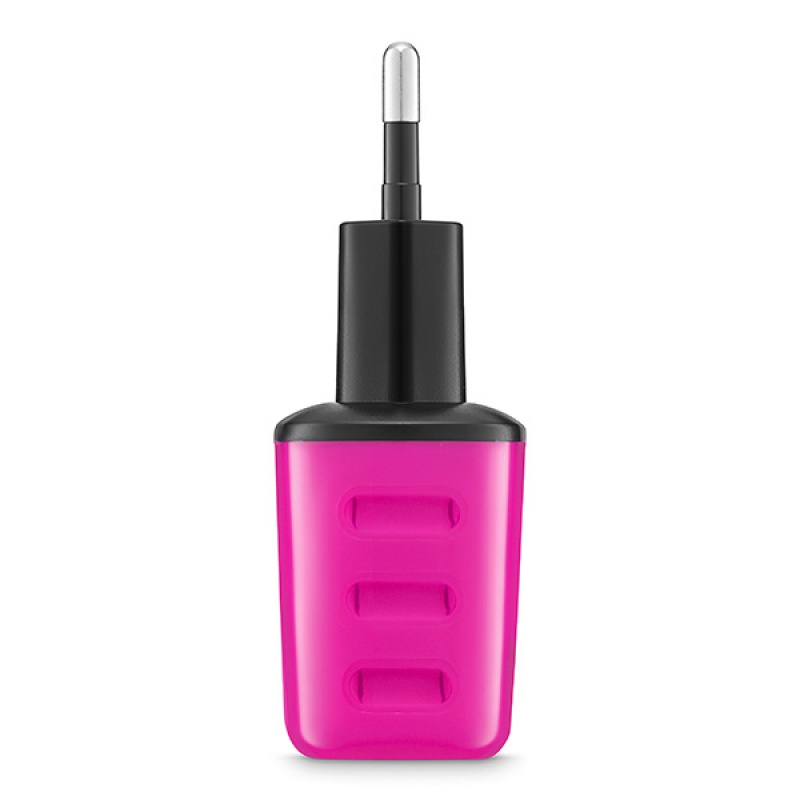 Uniwersalna ładowarka sieciowa EXC Cute, 2xUSB, 2,4A, różowa