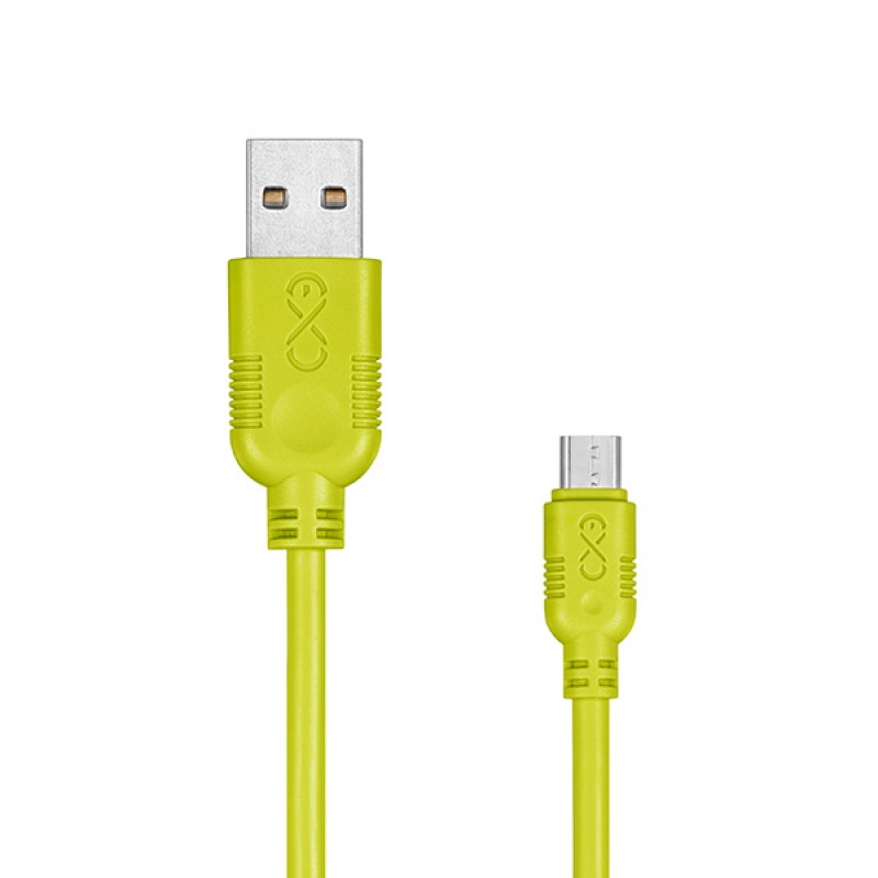 Uniwersalny kabel Micro USB EXC Whippy, 2m, limonkowy