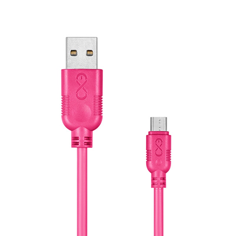 Uniwersalny kabel Micro USB EXC Whippy, 0,9m, różowy