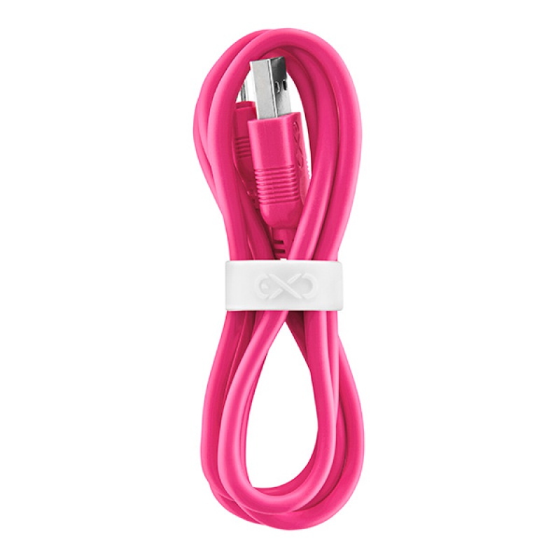 Uniwersalny kabel Micro USB EXC Whippy, 0,9m, różowy