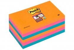 Bloczek samoprzylepny 655-6SS-EG Post-it® Super Sticky, iskrzące kolory, 6 sztuk po 90 kartek, 76x127 mm