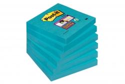 Bloczek samoprzylepny 654-6SS-EB Post-it® Super Sticky, elektryczny błękit, 6 sztuk po 90 kartek, 76x76 mm