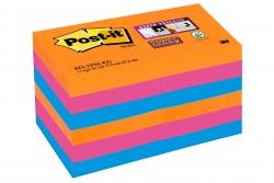 Bloczek samoprzylepny 622-12SS-EG Post-it® Super Sticky, iskrzące kolory, 12 sztuk po 90 kartek, 51x51 mm