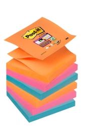 Bloczki samoprzylepne R330-6SS-EG Post-it® Super sticky Z-Notes, iskrzące kolory, 6 sztuk po 90 kartek, 76x76mm