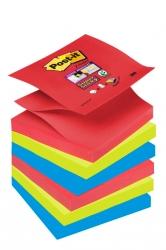 Bloczki samoprzylepne R330-6SS-JP Post-it® Super sticky Z-Notes, sercowe kolory, 6 sztuk po 90 kartek, 76x76mm