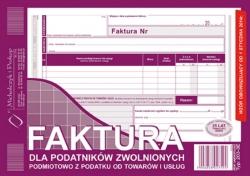 Faktura dla podatników zwolnionych podmiotowo z podatku od towarów i usług, A5, (o+1k) MICHALCZYK I PROKOP