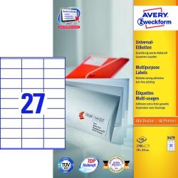 Trwałe Etykiety AVERY ZWECKFORM uniwersalne A4, 100 ark./op., 70 x 32 mm, białe