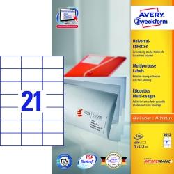 Trwałe Etykiety AVERY ZWECKFORM uniwersalne A4, 100 ark./op., 70 x 42,3 mm, białe