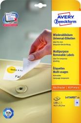Usuwalne Etykiety AVERY ZWECKFORM uniwersalne A4, 25 ark./op., 45,7 x 21,2 mm, białe