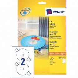 Etykiety AVERY ZWECKFORM na płyty CD A4, 25 ark./op., ?117 mm, białe