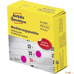 Kółka w dyspenserze trwałe 800szt. _10mm różowe 3850 AVERY ZWECKFORM